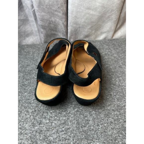 L'Amour Des Pieds Amadour Peep Toe Wedge shoe black suede sandal leather 7 comfy - Picture 3 of 8